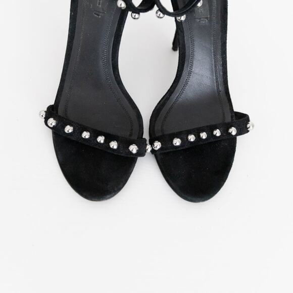Alexander Wang Studded Antonia Ankle Strap Heel Black Suede Sandal Size 37.5 - Picture 4 of 11